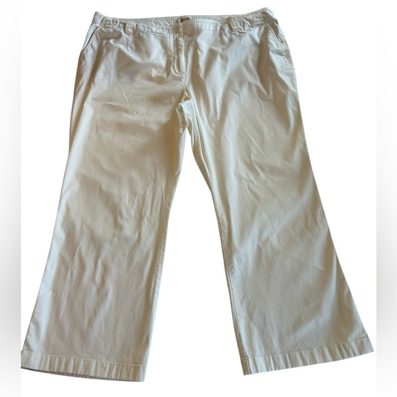 Talbots Pants - Talbots Womens White Chino Wide Leg Pants Slash Pockets Stretch 22WP 22 x 27 EUC